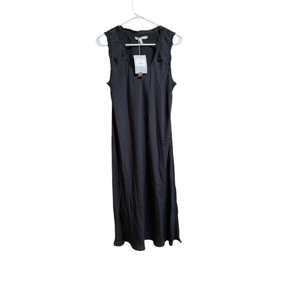Avec Les Filles Bias Cut Midi Slip Dress in Washed Black Satin Size L NWT - Picture 2 of 7